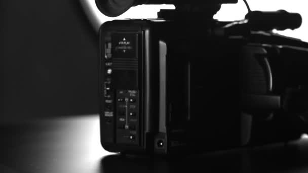 Black Old Camcorder Dark — Stock Video