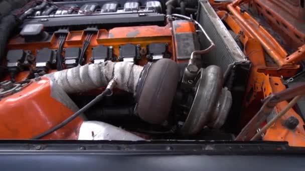 Turbomotor Een Auto — Stockvideo