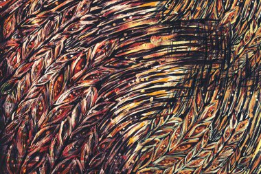 Olgun buğdaylı tahıl başakları çiziyor.