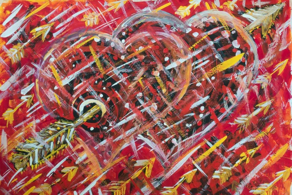 Τέχνη Φιγούρα Κάρτα Ημέρα Του Αγίου Βαλεντίνου Μπερδεμένα Κόκκινες Καρδιές — Φωτογραφία Αρχείου