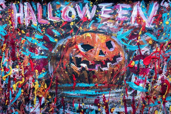 Halloween Zucca Colorato Astratto Sangue Disegno Arte Progetto — Foto Stock