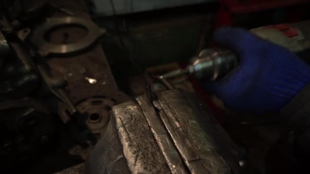 Repair Tuning Automobile Engine Welding Work Grinder Installation New Parts — Stock Video