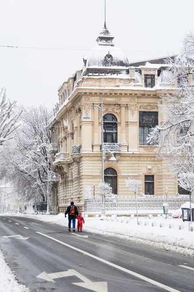 Bucharest, Romania - January 17: Calea Victoriei Street on Janua — Stock Photo, Image