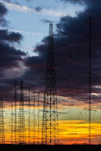 Power lines in the dusk — Stock Photo, Image