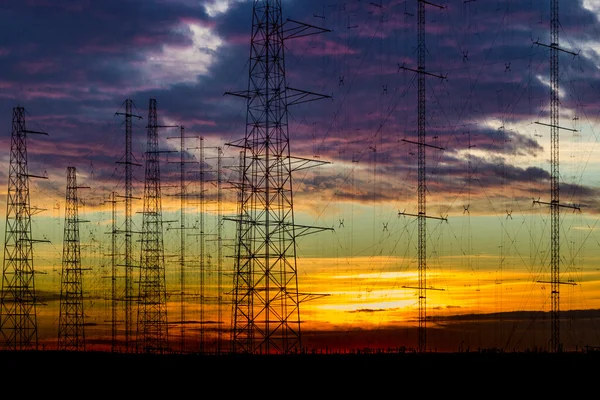 Power lines in the dusk — Stock Photo, Image