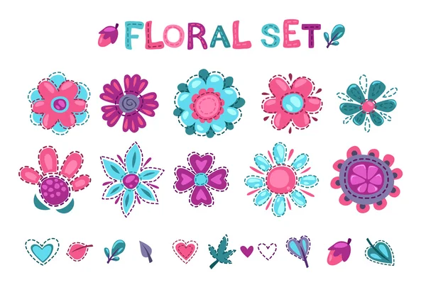Χαριτωμένα floral στοιχεία σύνολο — Διανυσματικό Αρχείο