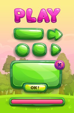 Sevimli çizgi oyun varlıkları kümesi