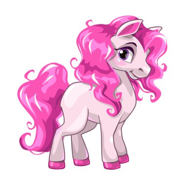 Sevimli çizgi küçük beyaz bebek at