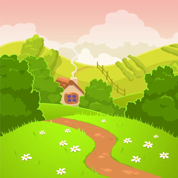 Cartoon karakter land landschap — Stockvector