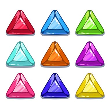 Komik karikatür renkli üçgen şekli taşlar