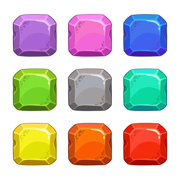 Boutons vectoriels carrés colorés dessin animé drôle — Image vectorielle