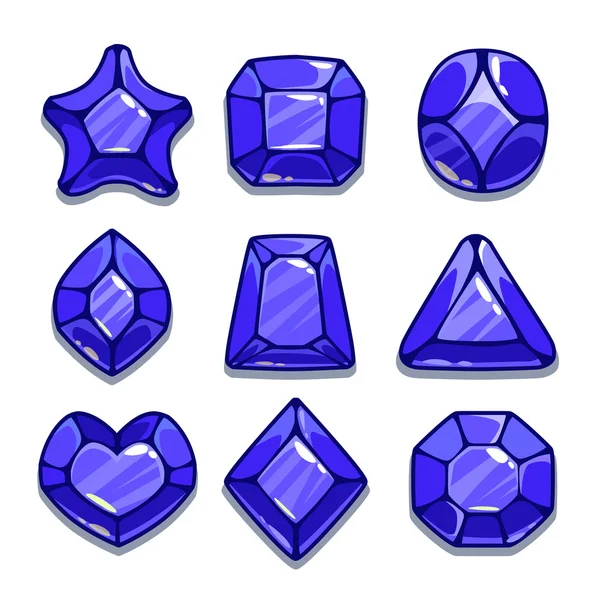 Desenhos animados diferentes formas gemas conjunto — Vetor de Stock
