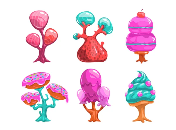 Caricatura dulces árboles de caramelo — Vector de stock