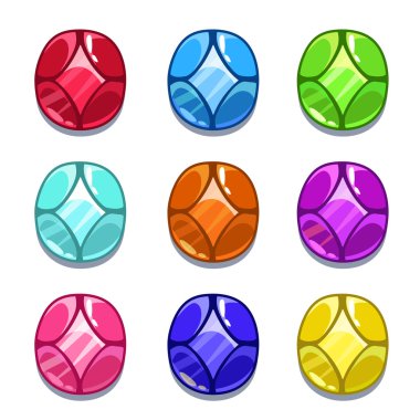 Komik karikatür renkli mücevher seti