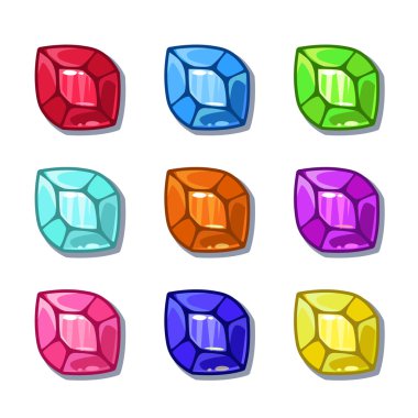 Komik karikatür renkli mücevher seti