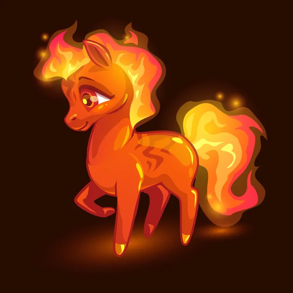 Kleine brand paard cartoon — Stockvector