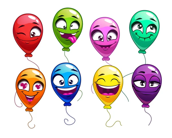 Ballons de dessin animé drôles avec des visages comiques — Image vectorielle