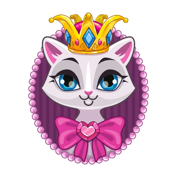 Cute beautiful princess kitty portrait — Stock Vector