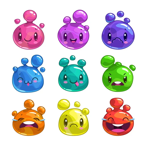 Funny cartoon colorful little bubble characters — Stock Vector