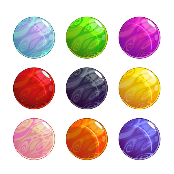 Ensemble de boules magiques vitreuses colorées vectorielles — Image vectorielle