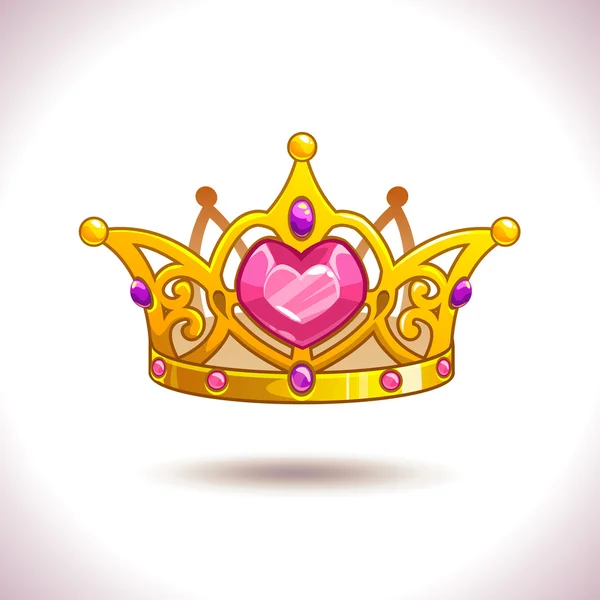 Elegante corona de princesa dorada — Vector de stock