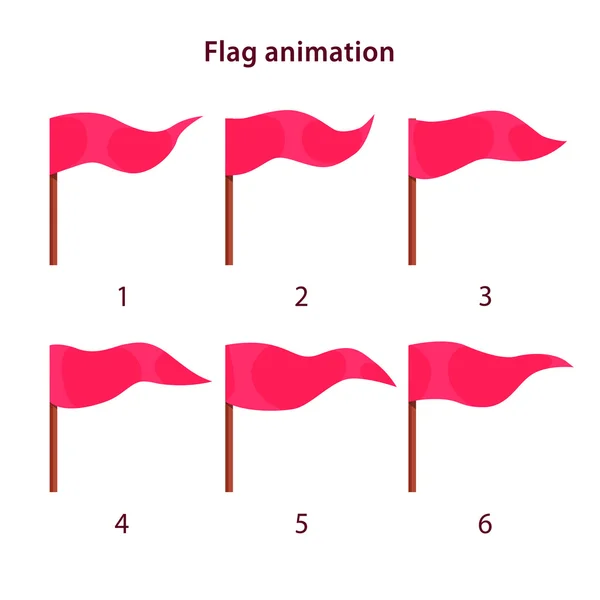 Bandeira em forma de triângulo vermelho acenando sprites de animação — Vetor de Stock
