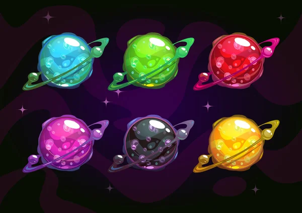 Coola ljusa färgglada Fantasy planeter — Stock vektor