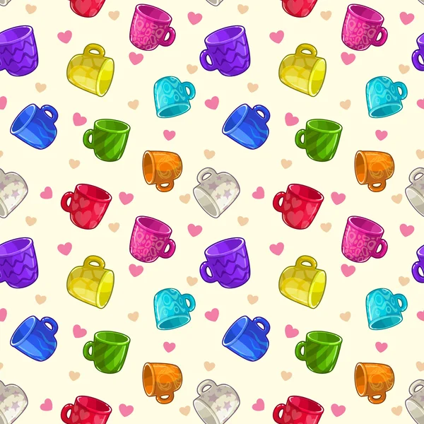 Funny seamless pattern with colorful cups