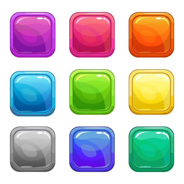 Set di pulsanti colorati quadrati lucidi — Vettoriale Stock