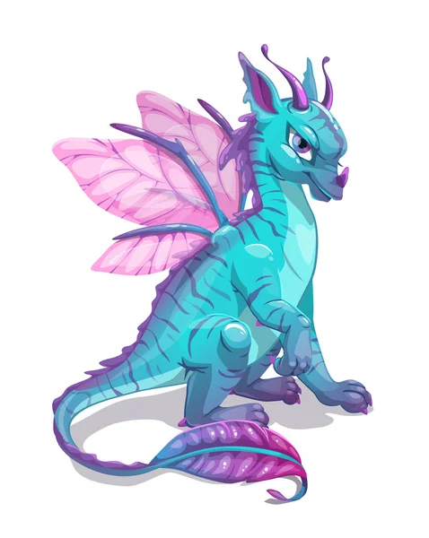 Cartoon blue fantasy dragon — Stock Vector