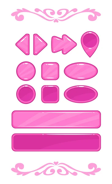 かわいいピンクベクトルゲームのユーザーインターフェイス — ストックベクタ