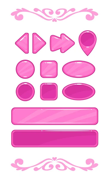 Schattig roze vector spel gebruikersinterface — Stockvector