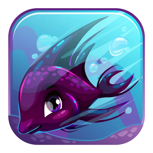 Illustration du poisson noir nageant . — Image vectorielle