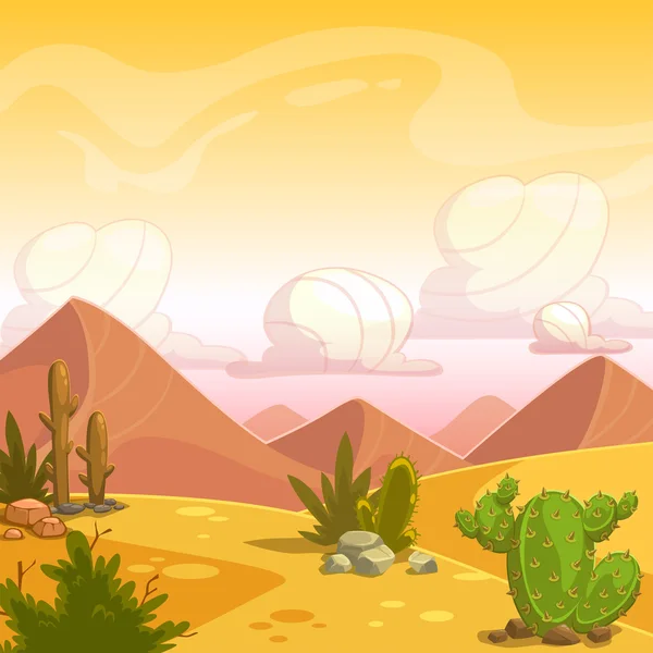 Desenhos animados paisagem deserto — Vetor de Stock