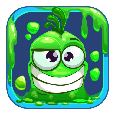 Komik yeşil iğrenç canavar ile App simgesi.