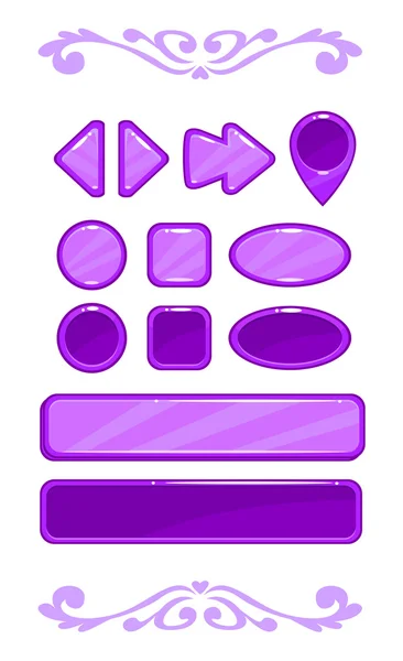 Linda interfaz de usuario del juego de vector violeta — Vector de stock