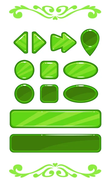 Cute green vector game user interface — Stock Vector