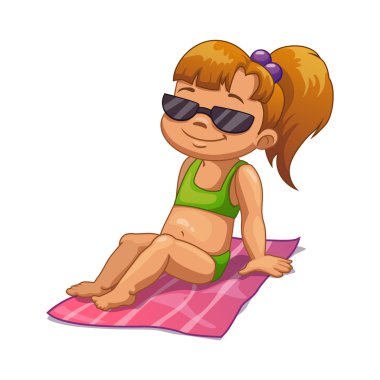 Kız sunbathes