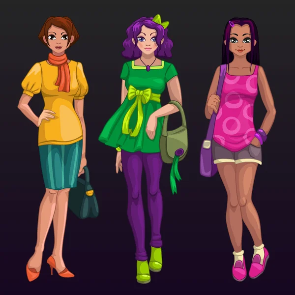 Drie meisjes — Stockvector