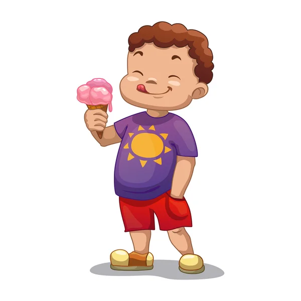 Little boy with ice cream — Stock Vector
