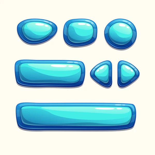 Set of cartoon blue buttons — Stock Vector