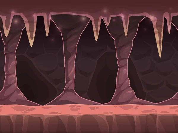 Paisaje sin fisuras cueva de dibujos animados — Vector de stock