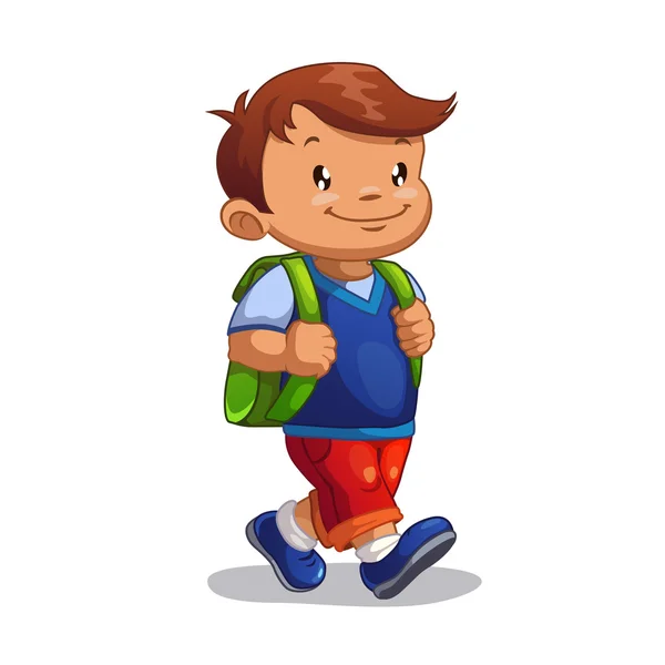 Boy goes to school — Stock Vector