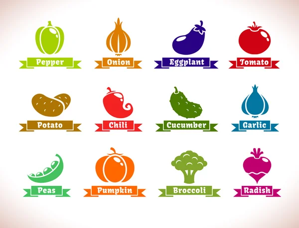 Iconos de verduras — Vector de stock