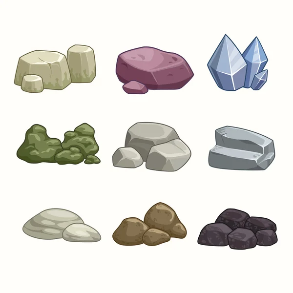 卡通石头和矿物质 — 图库矢量图片