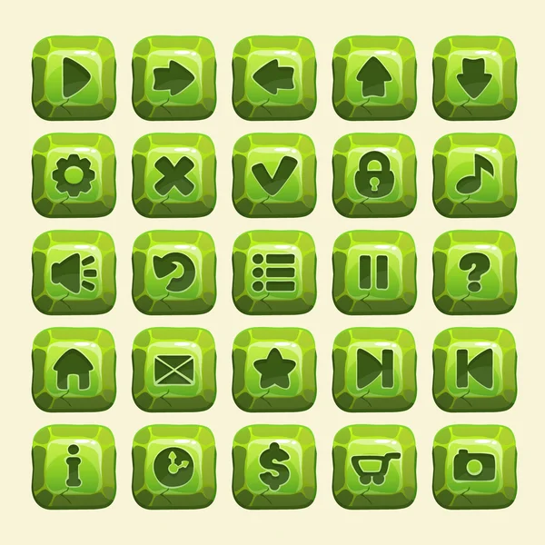 Botones de piedra verde — Vector de stock