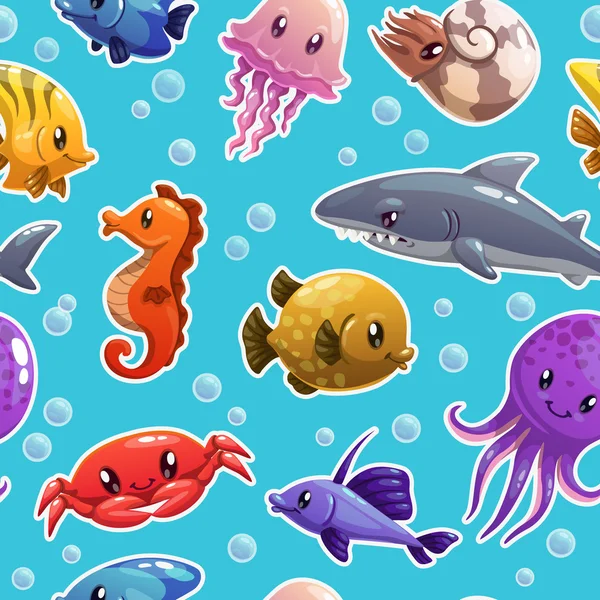 Dibujos animados animales marinos — Vector de stock