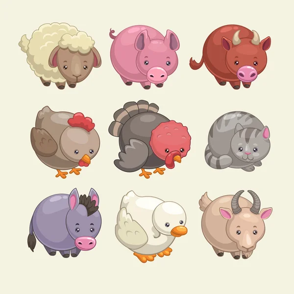 Round animals — Stock Vector
