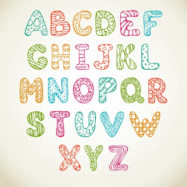 Doodle alphabet drôle — Image vectorielle