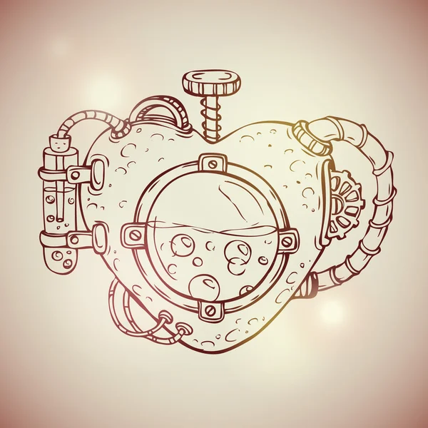 Steampunk coeur mécanique — Image vectorielle